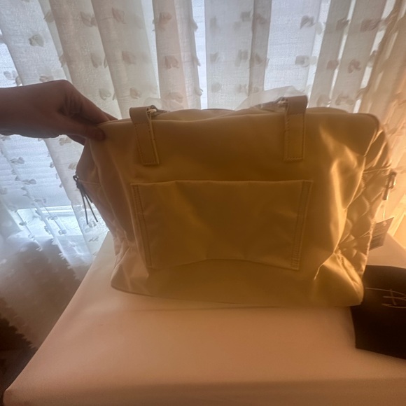 Tan Quilted Laptop Bag with Gold Accents - Picture 2 of 5